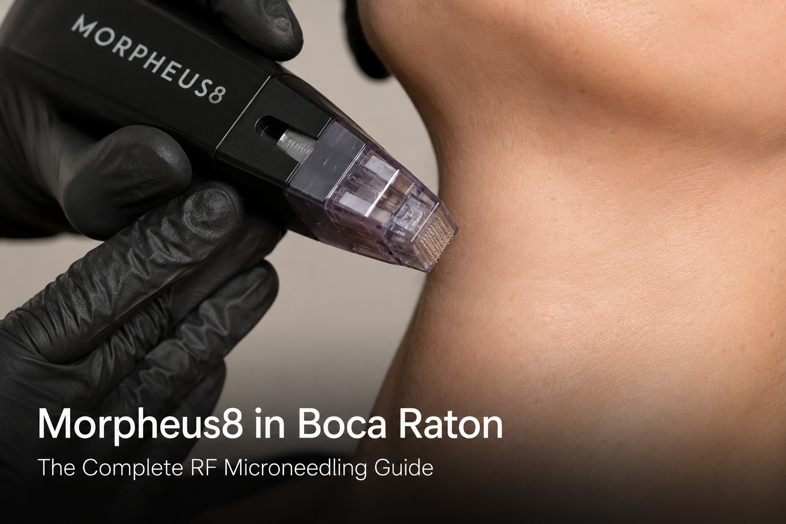 Morpheus8 RF microneedling device handpiece close-up for skin tightening