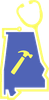 Blue state outline with a yellow hammer and stethoscope icon.