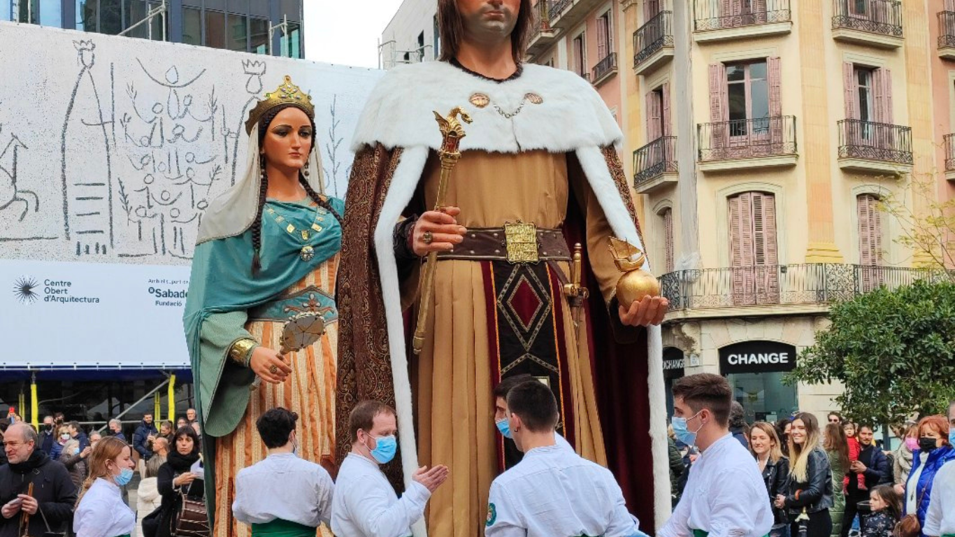 Giant figures at the Santa Eulàlia Festival in Barcelona