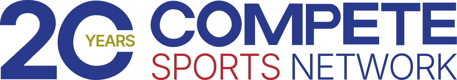 Compete Sports Diversity The logo for compete sports diversity is blue and red.