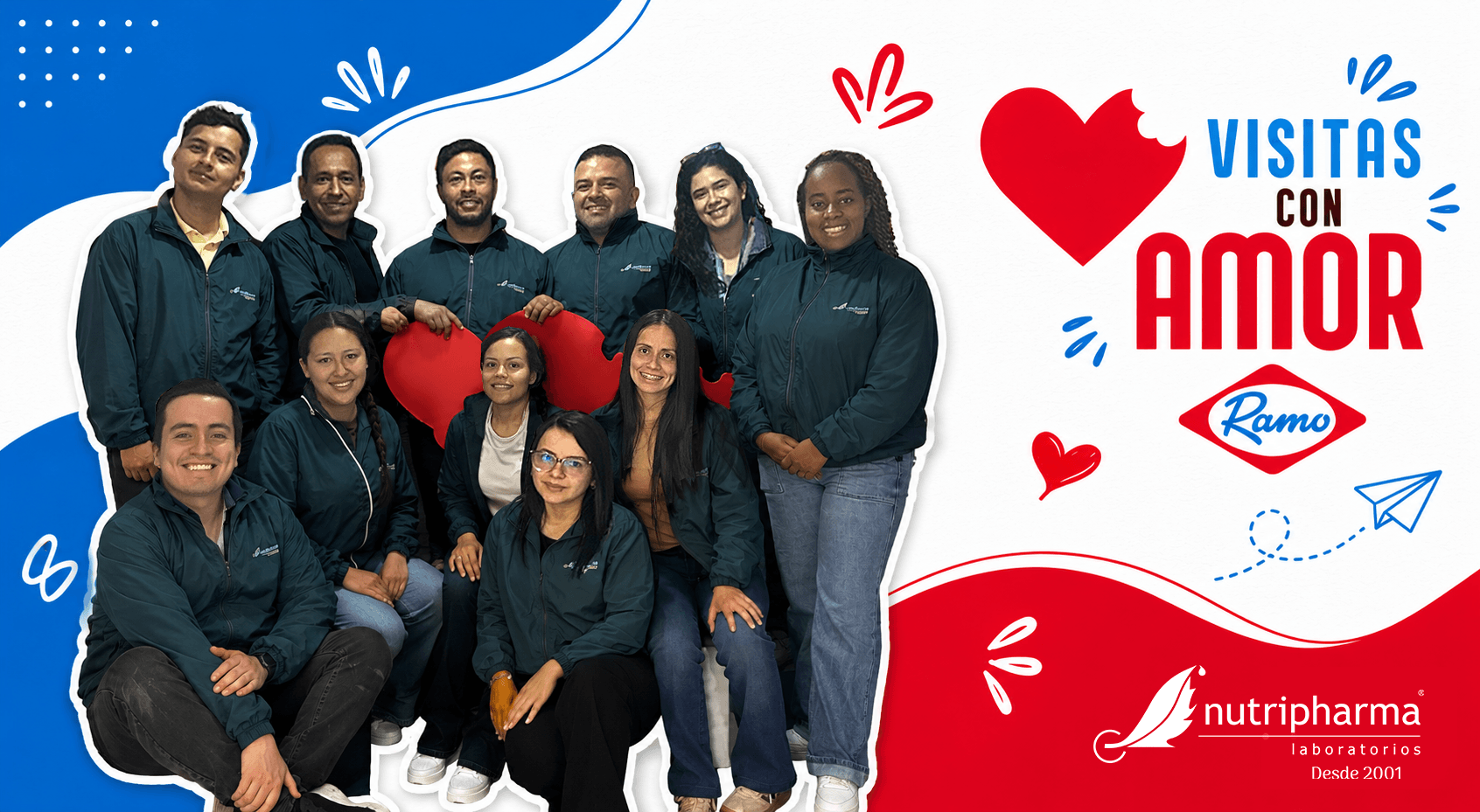 Colaboradores de Nutripharma durante la visita empresarial “Visitas con Amor” en la planta y museo d