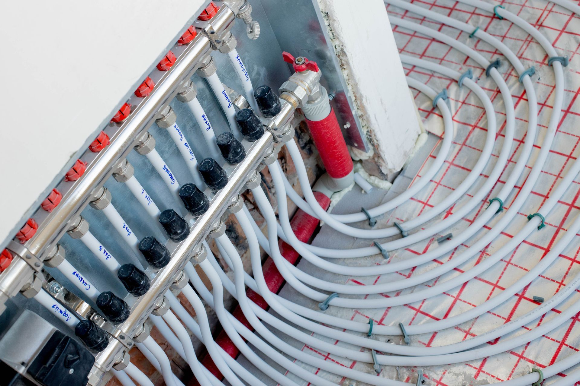 In slab hydronic heating installation in new build