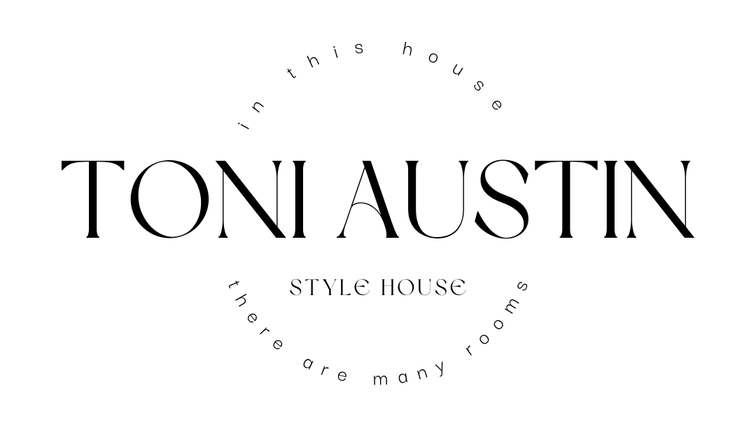 A black and white logo for toni austin style house