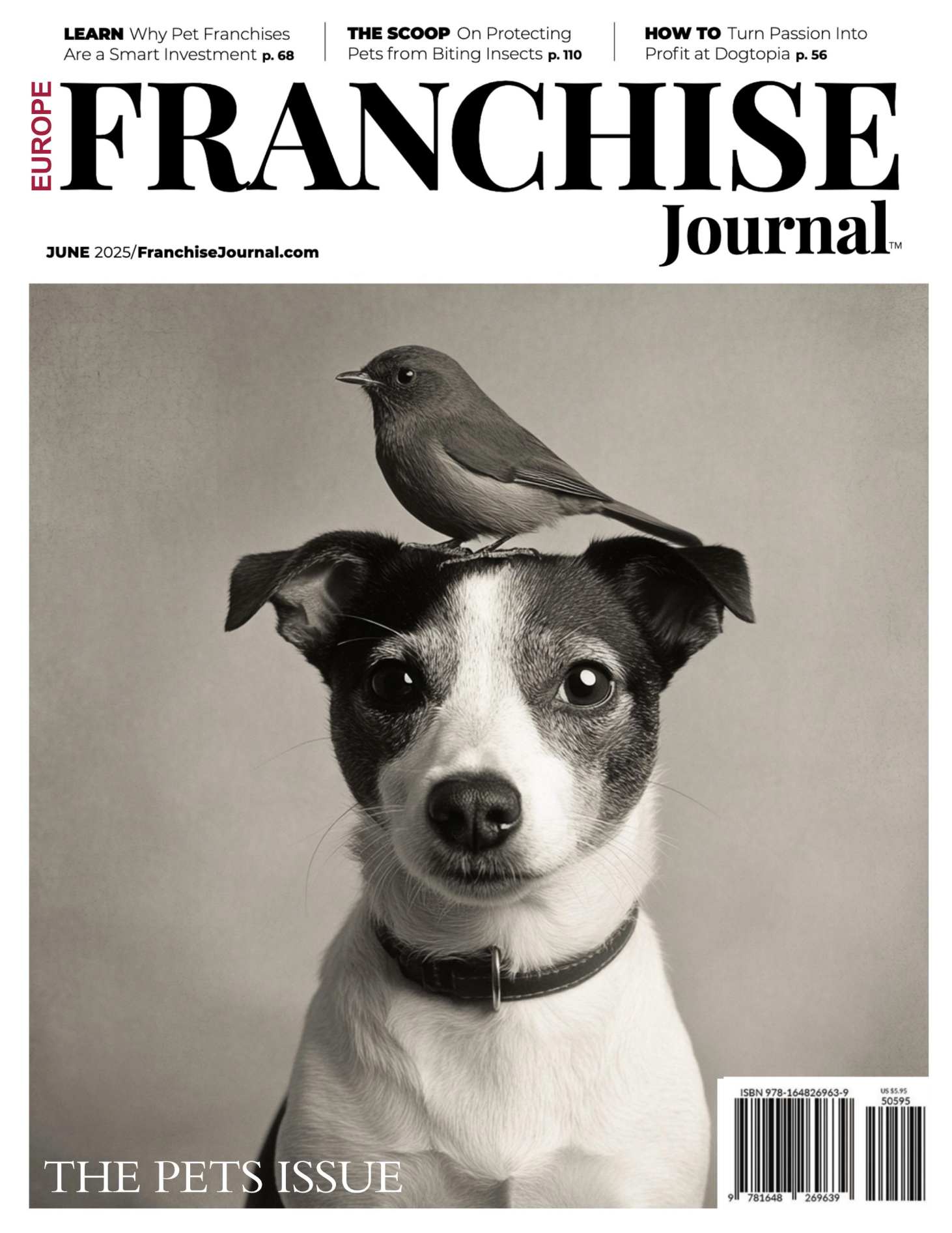 The cover of the franchise journal magazine with a trophy on it.