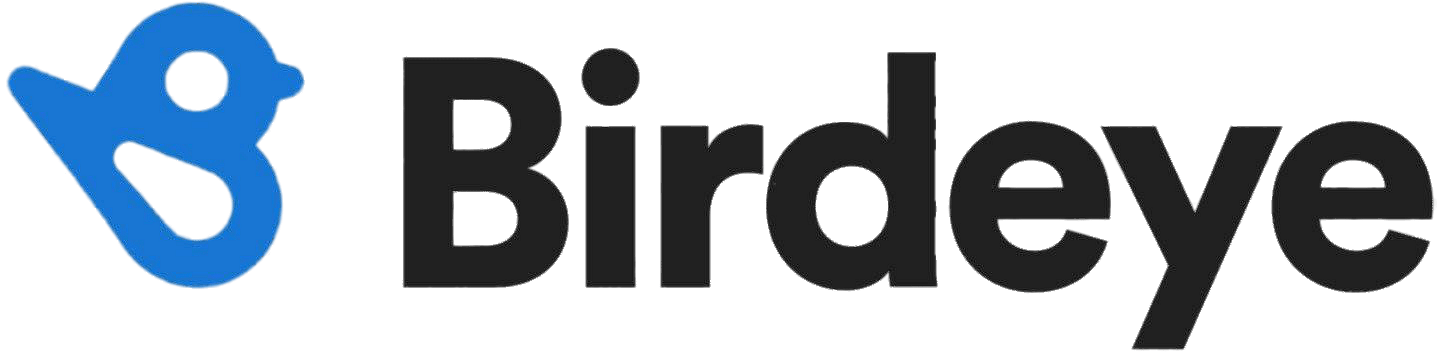 A logo for birdeye with a blue bird on it