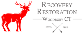 Red deer logo with &ldquo;Recovery Restoration Woodbury CT&rdquo; and crossed tools, est. 2016
