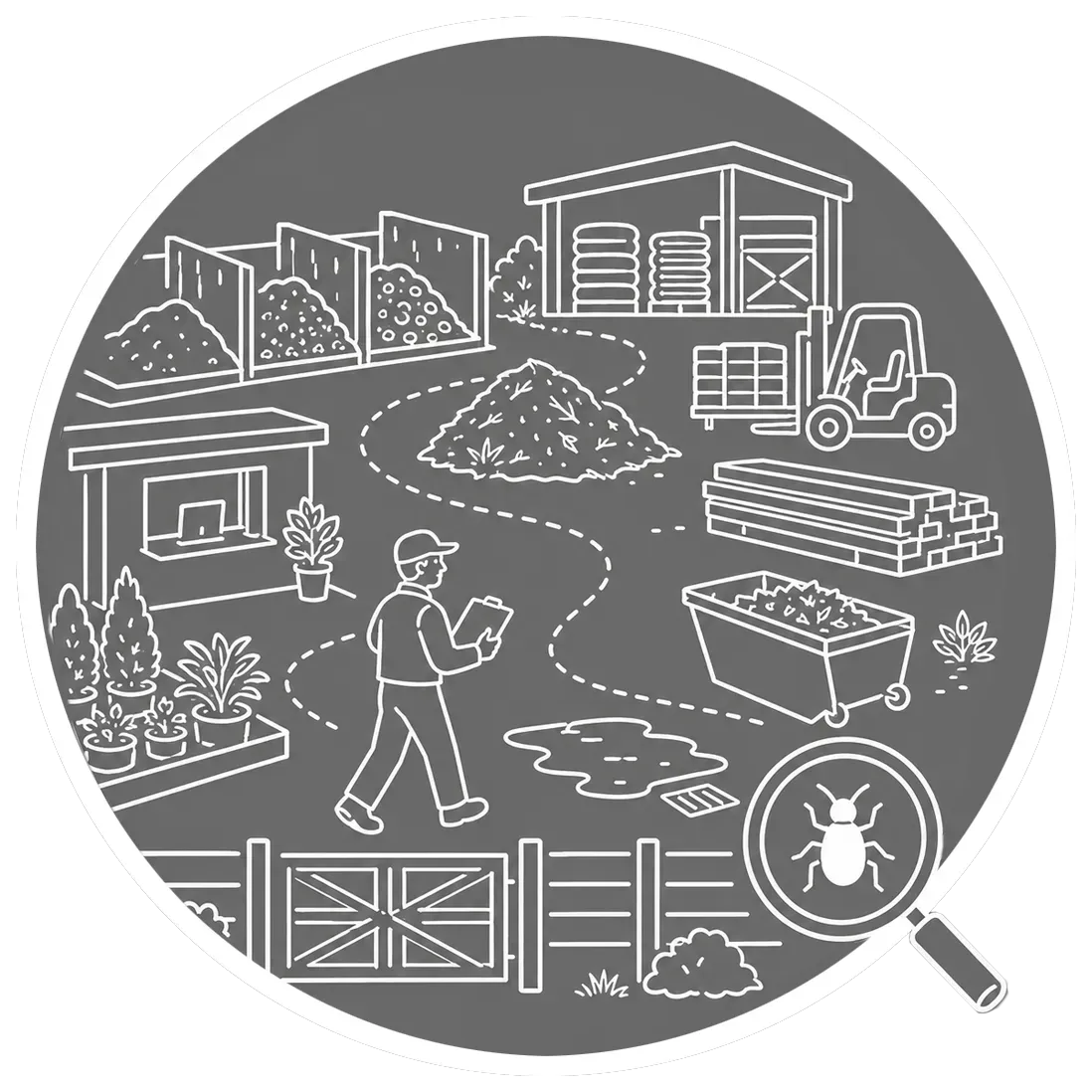 icon representing a landscaping supplies pest control site assessment