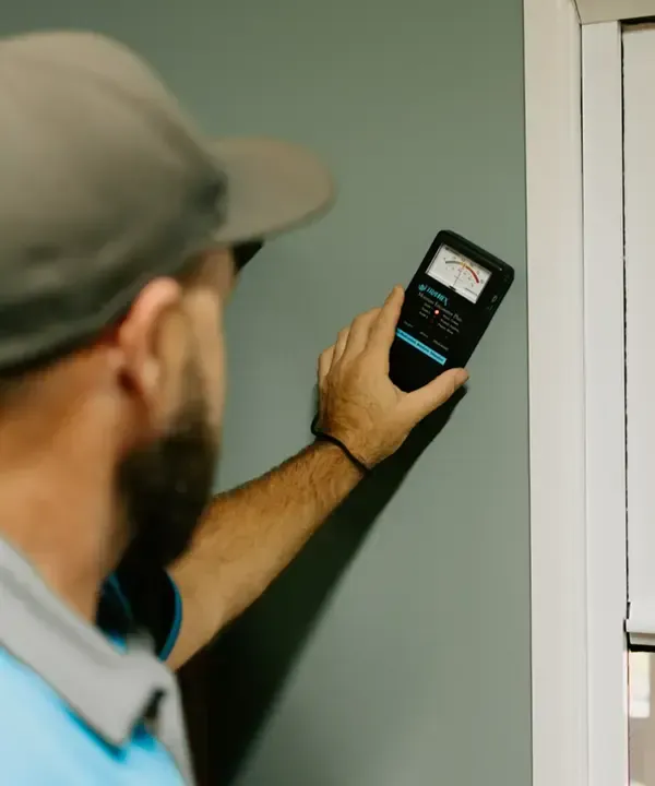 timber inspection monitoring moisture behind wall