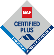 A logo for a certified plus residential roofing contractor