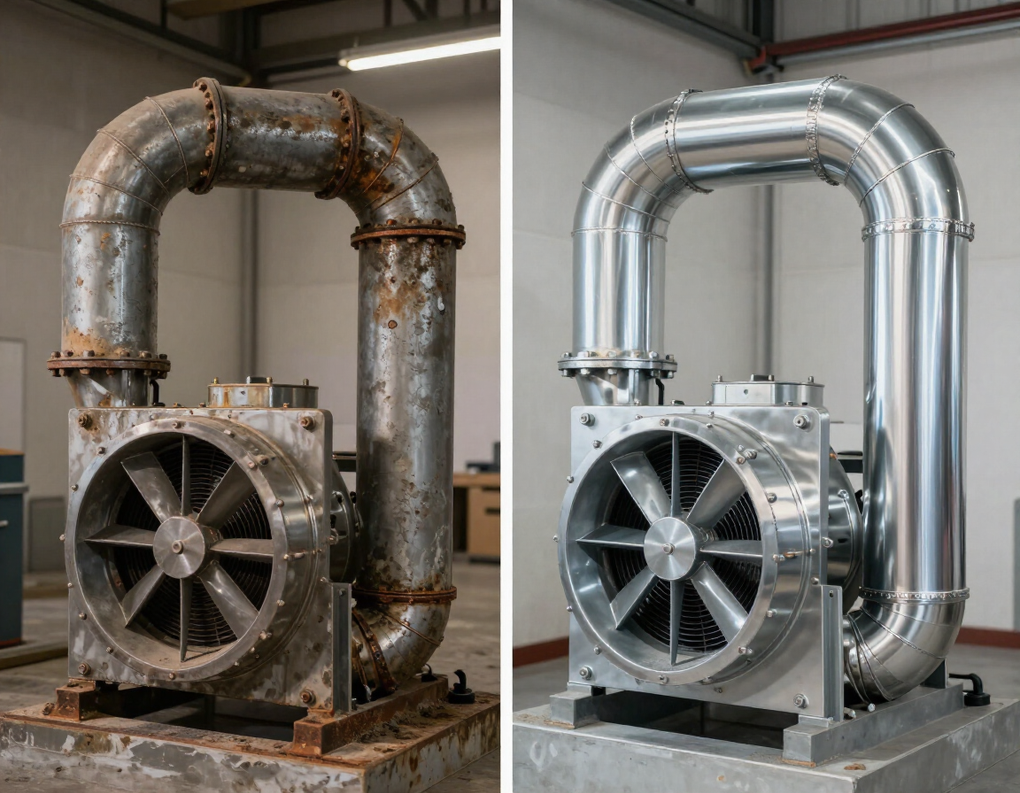 Antes y después de ventilación industrial