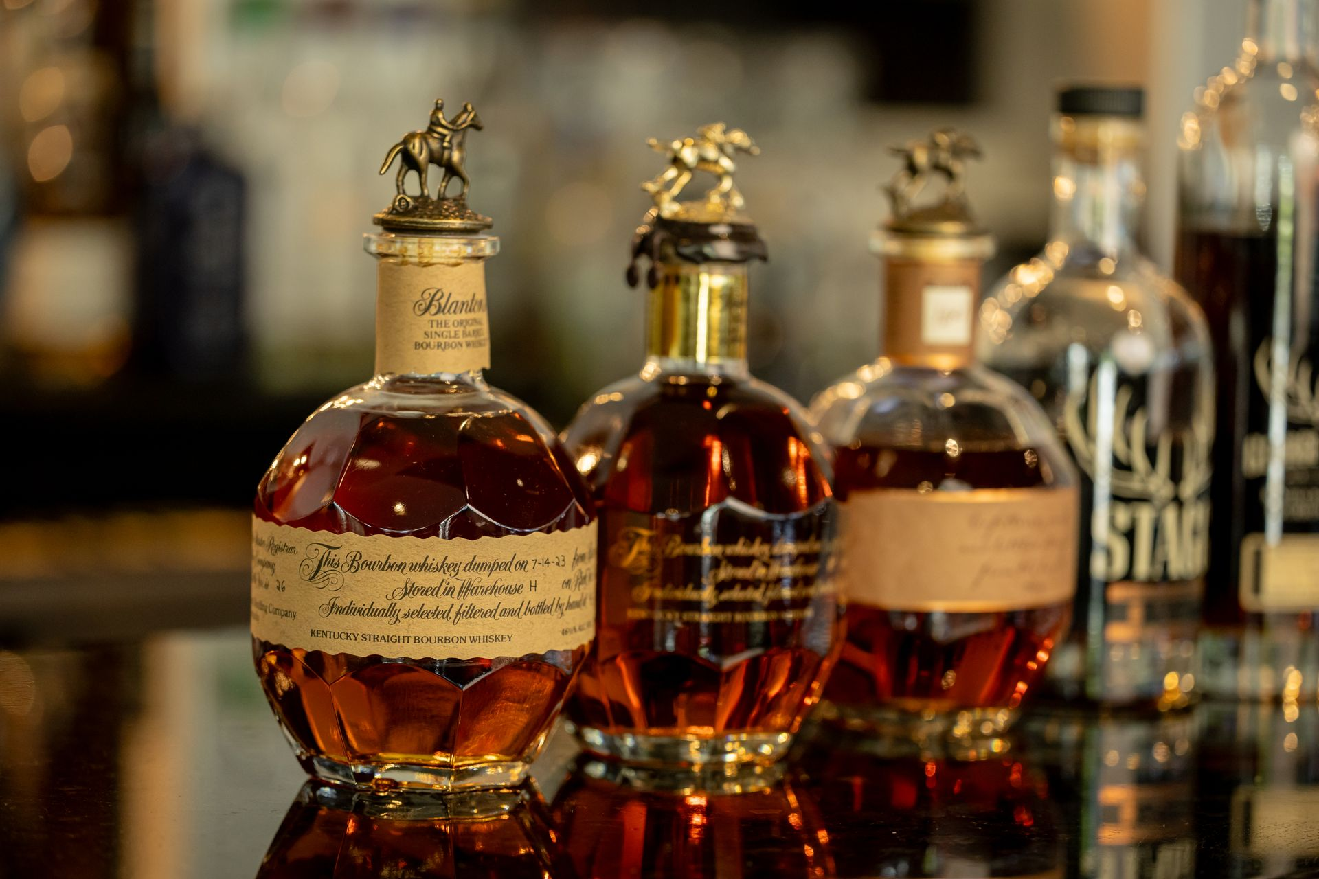 Premium single-barrel bourbon collection at Acquolina in Weston, Florida