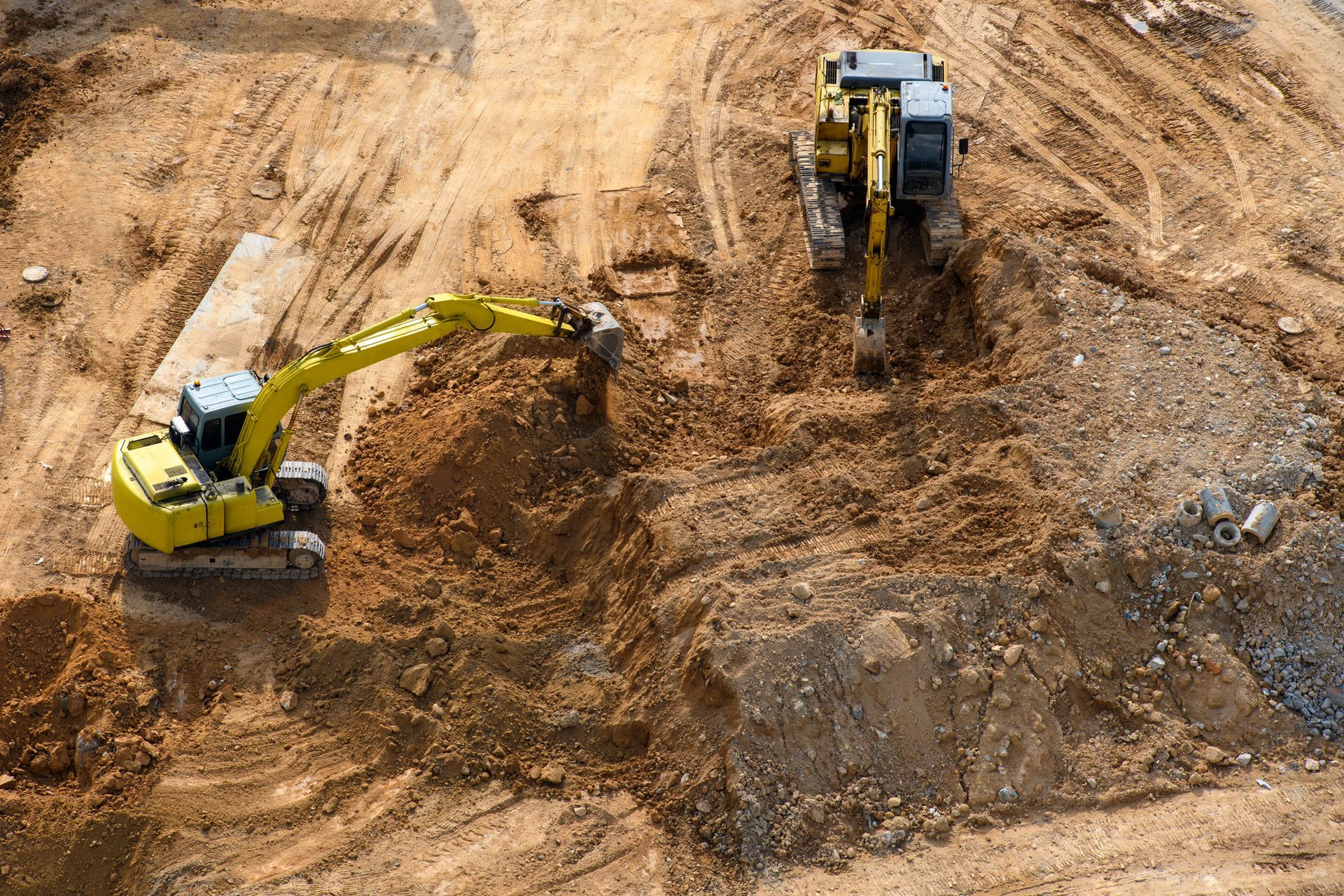 Aerial View Of An Excavators — Welch, MN — Luhman's Construction Co.