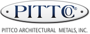 A logo for pittco architectural metals inc. is shown on a white background.