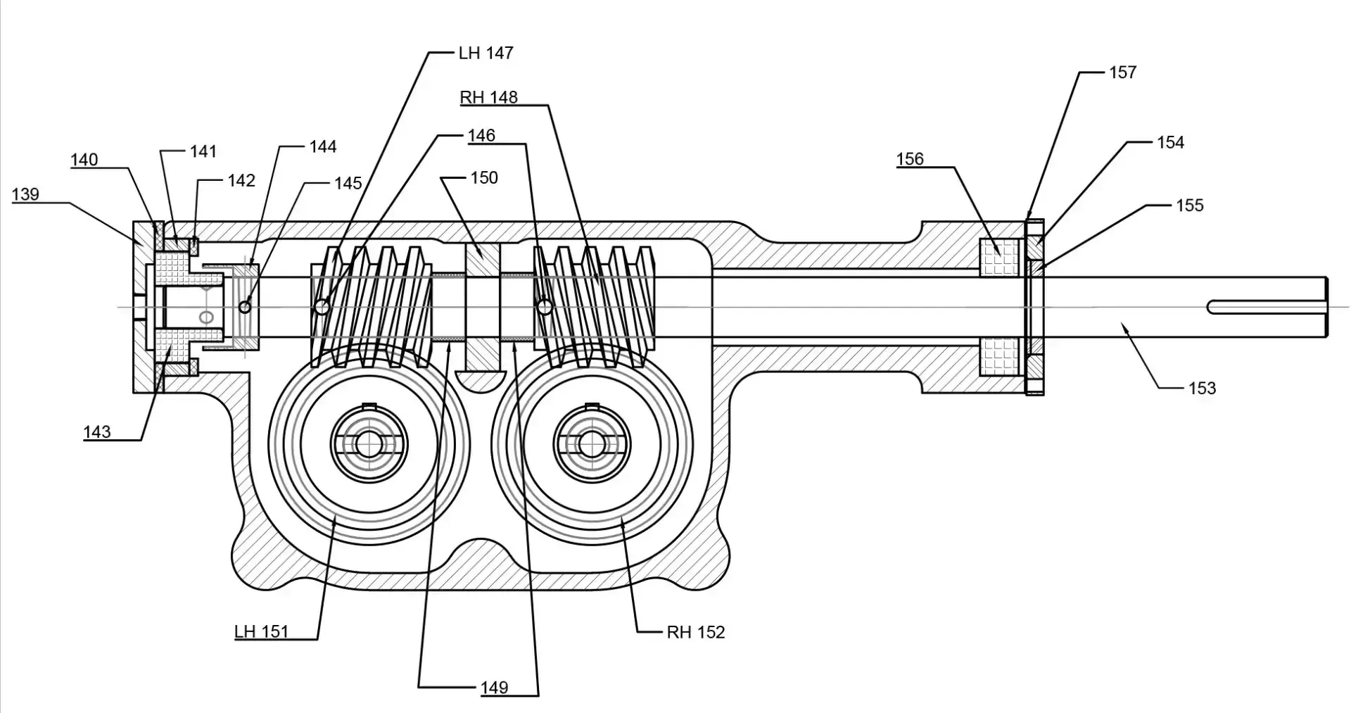 Cross-section schematic of a Pulva-Sizer worm gear drive assembly with numerical part labels.