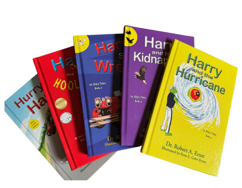 Five children's books titled