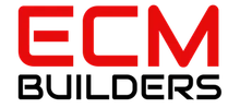The logo for ECM Builders is red and black on a white background.