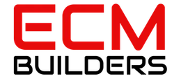 The logo for ECM Builders is red and black on a white background.