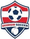 Georgia Soccer logo with a red, white, and blue shield, soccer ball, and peach emblem