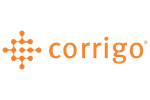 Corrigo orange logo with stylized dot icon on white background