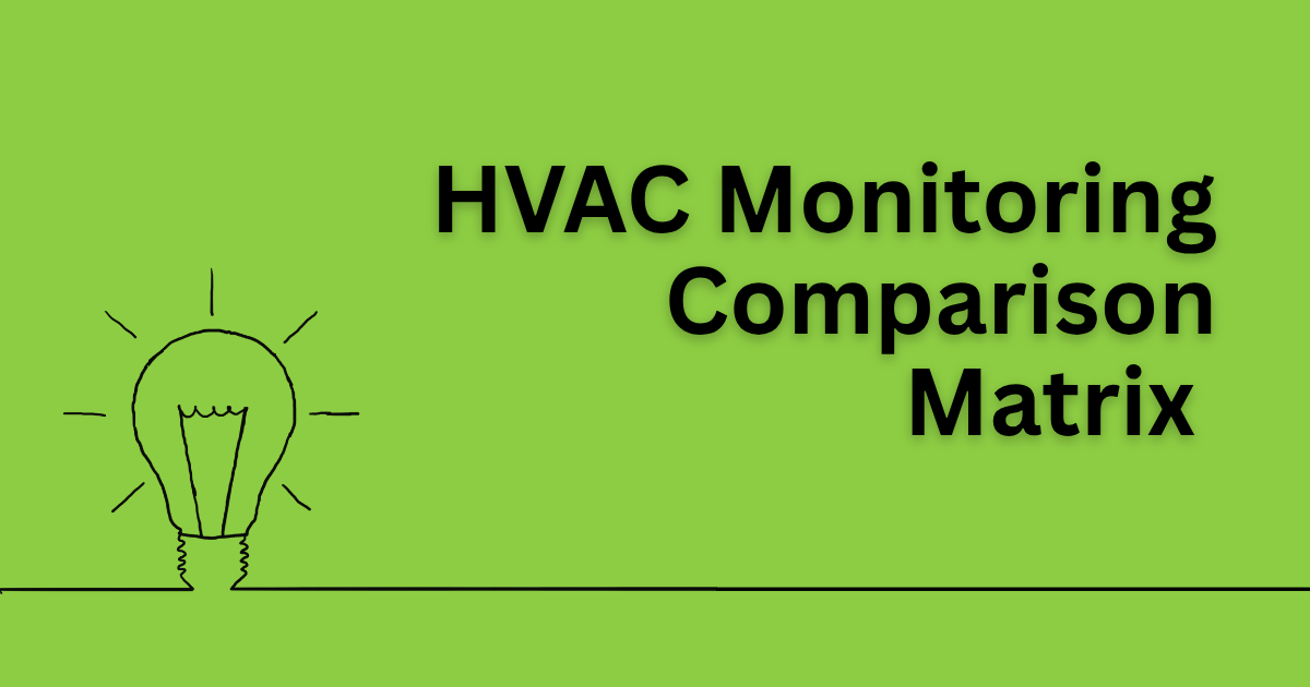 Green slide with light bulb icon and title “HVAC Monitoring Comparison Matrix”