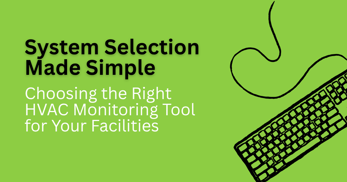 Green HVAC selection promo with text “System Selection Made Simple” and a keyboard graphic
