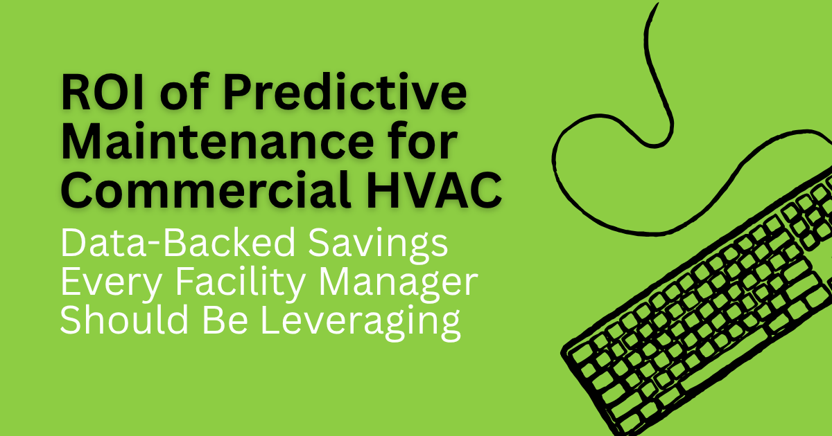 Green title card: “ROI of Predictive Maintenance for Commercial HVAC” with keyboard graphic.