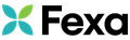 Fexa logo with teal and green four-petal icon beside black wordmark