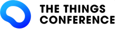 The Things Conference logo with blue circular icon and bold black text on white background