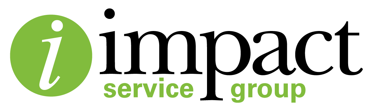 Impact Service Group logo with green icon and black-and-green text on white background