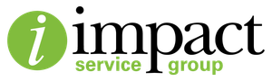 Impact Service Group logo with green icon and black-and-green text on white background