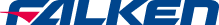 The Falken logo in bold blue letters with a stylized red arrow pointing left across the letter F.