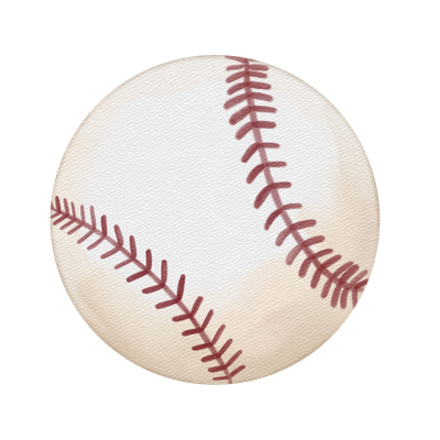 Close-up of a white baseball with red stitching on a plain background