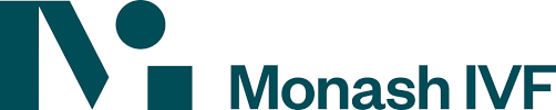 Monash IVF logo in teal and dark green on a white background