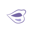 ein lila Lippensymbol auf weißem Hintergrund