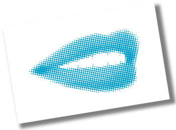 A picture of a woman's blue lips on a white background