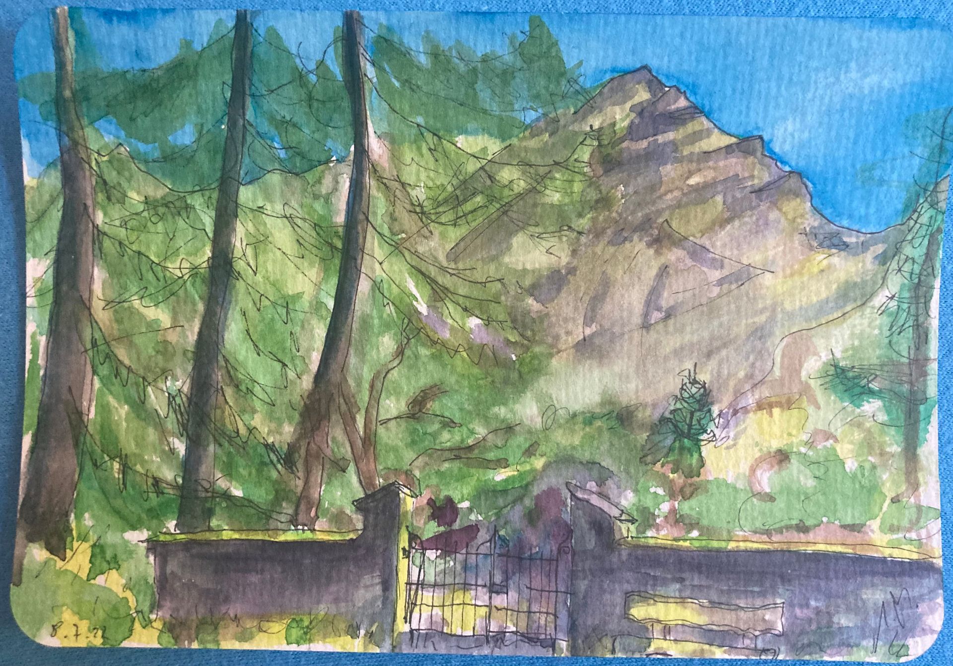 Berglandschaft im Aquarell – Sinnbild für Halt und Trauerberatung in schweren Zeiten