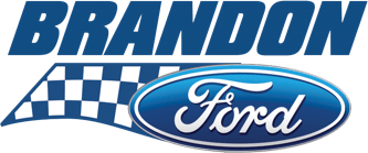 The brandon ford logo is blue and white with a checkered pattern.