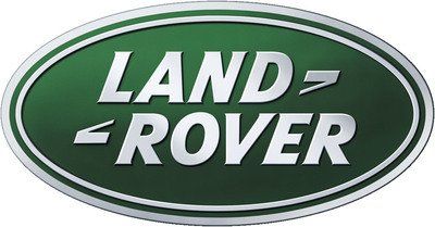 A green and white land rover logo on a white background.