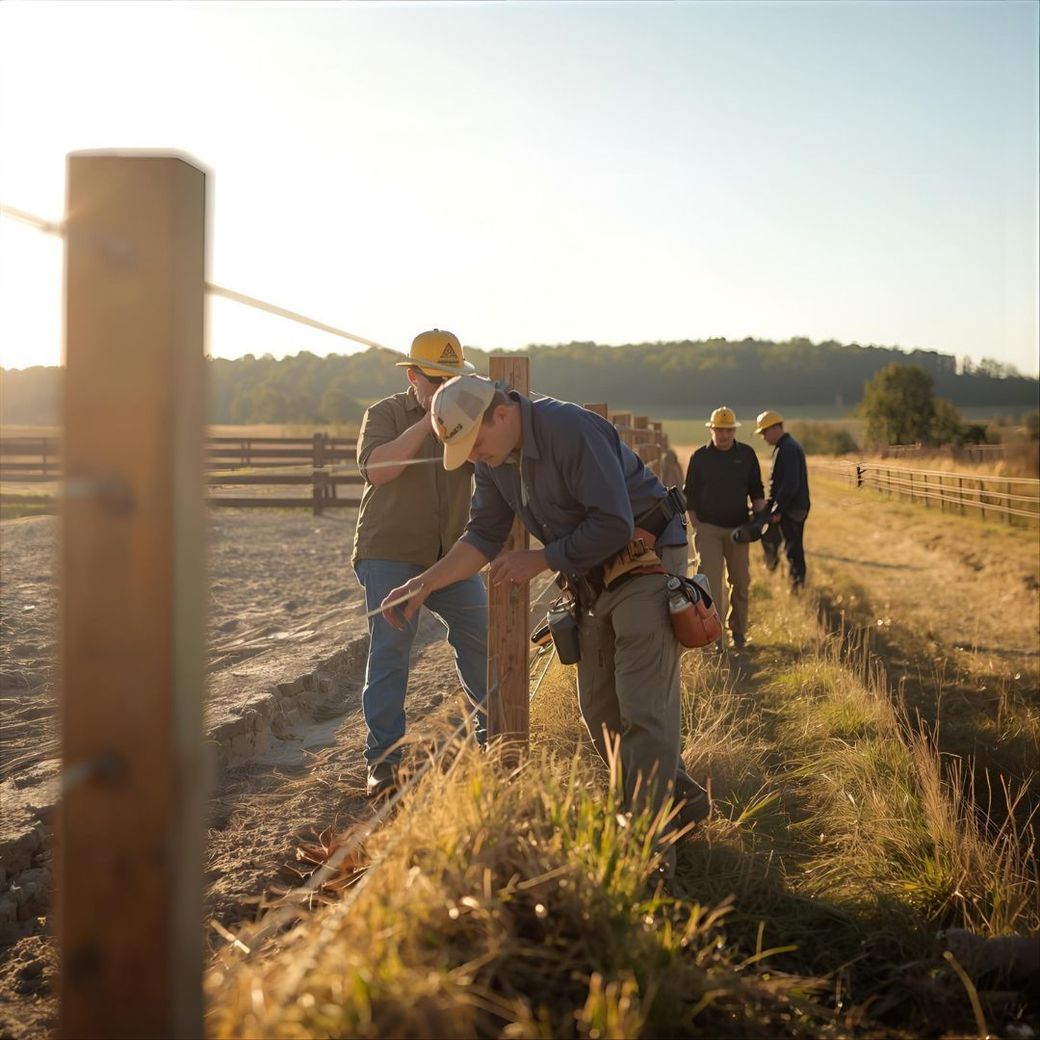 fence contractors working on a fence