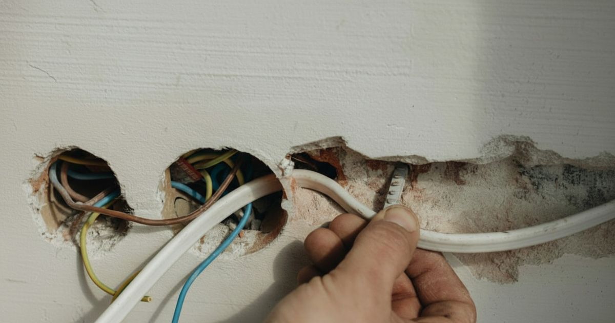 Electrician Examining Old Electrical Wiring During Pre Purchase Inspection Sunshine Coast