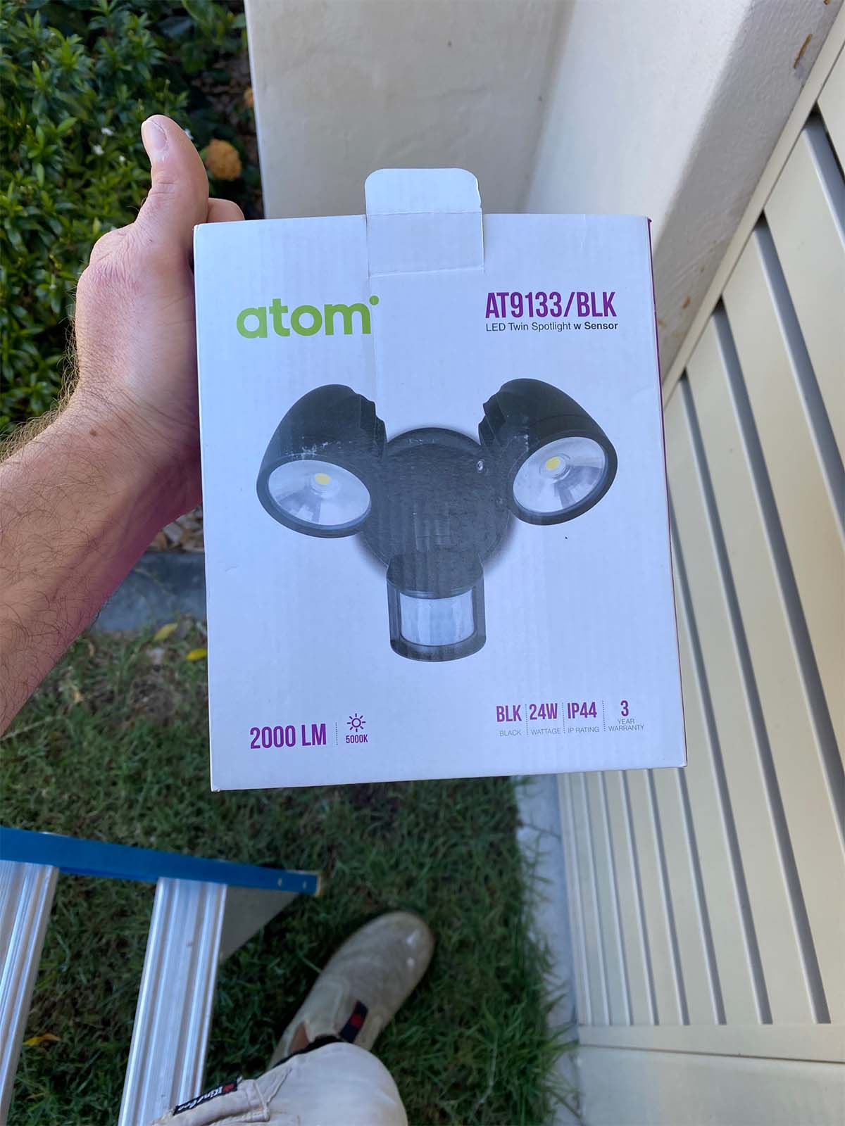 Sensor Light In Packaging Ready For Installation On The Sunshine Coast QLD By Electrician Sparkies Plus