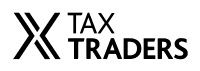 Logo for Tax Traders, featuring an abstract