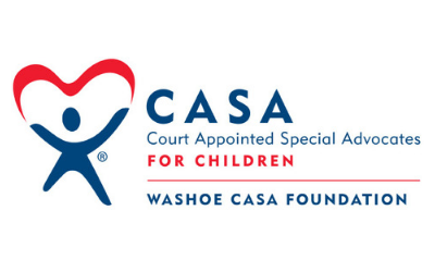 CASA logo with red, white and blue child figure, “Court Appointed Special Advocates for Children,” Washoe CASA Foundation