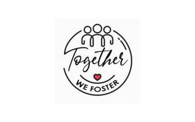 Together We Foster logo with three outlined figures and a pink heart in black and pink text
