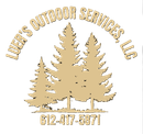 Logo for Keller's Outdoor Services, LLC with pine trees and phone number 612-417-5871