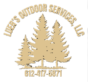 Logo for Keller's Outdoor Services, LLC with pine trees and phone number 612-417-5871