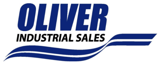 Logo for Oliver Industrial Sales featuring the word "OLIVER" in blue, followed by "INDUSTRIAL SALES" above a blue wave.