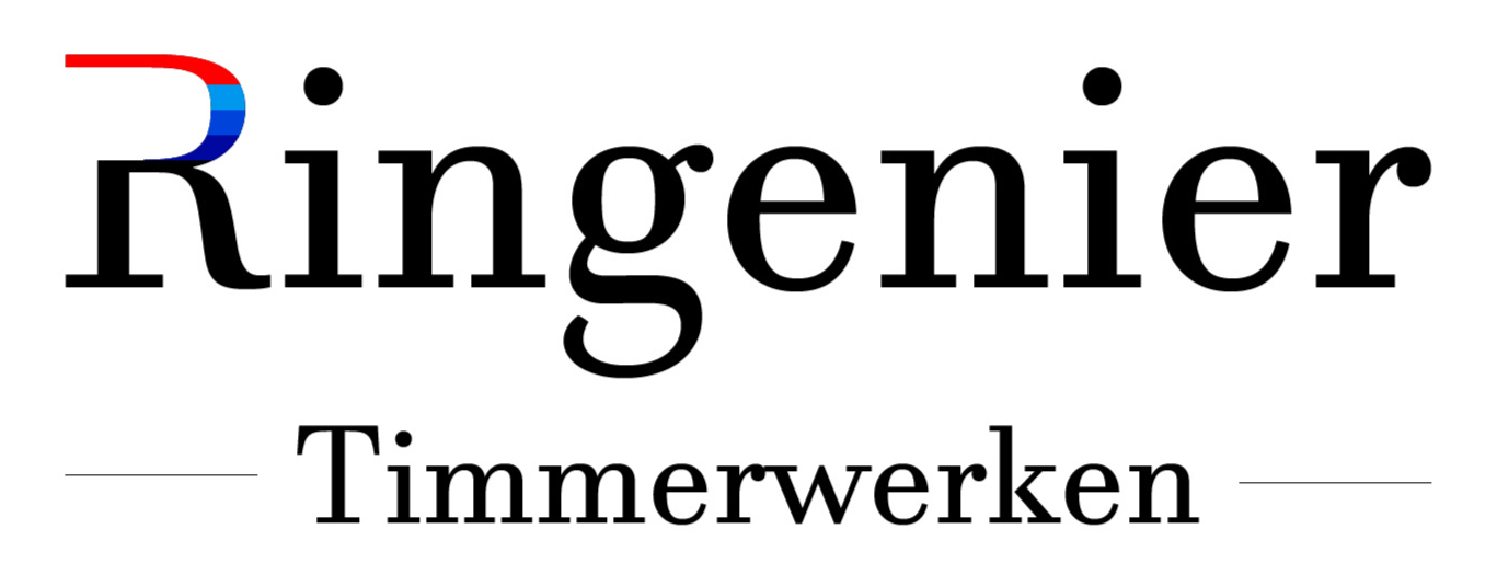 Logo voor Ringeniier Timmerwerken met een gestileerde "R" en daaronder tekst.