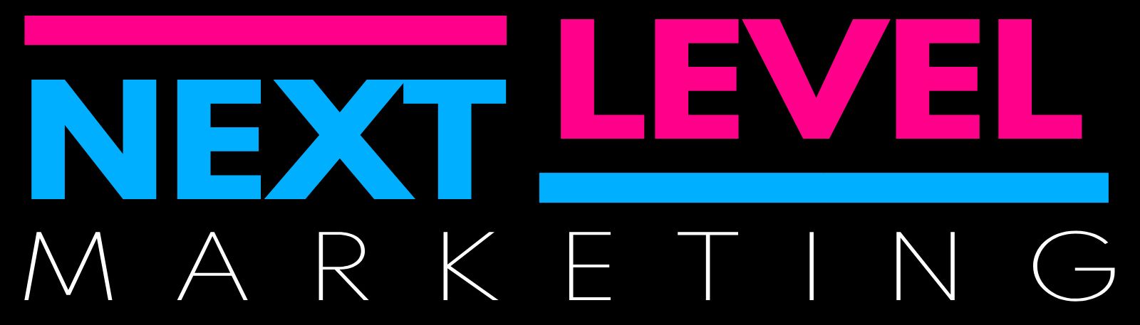 A neon sign that says next level marketing on it
