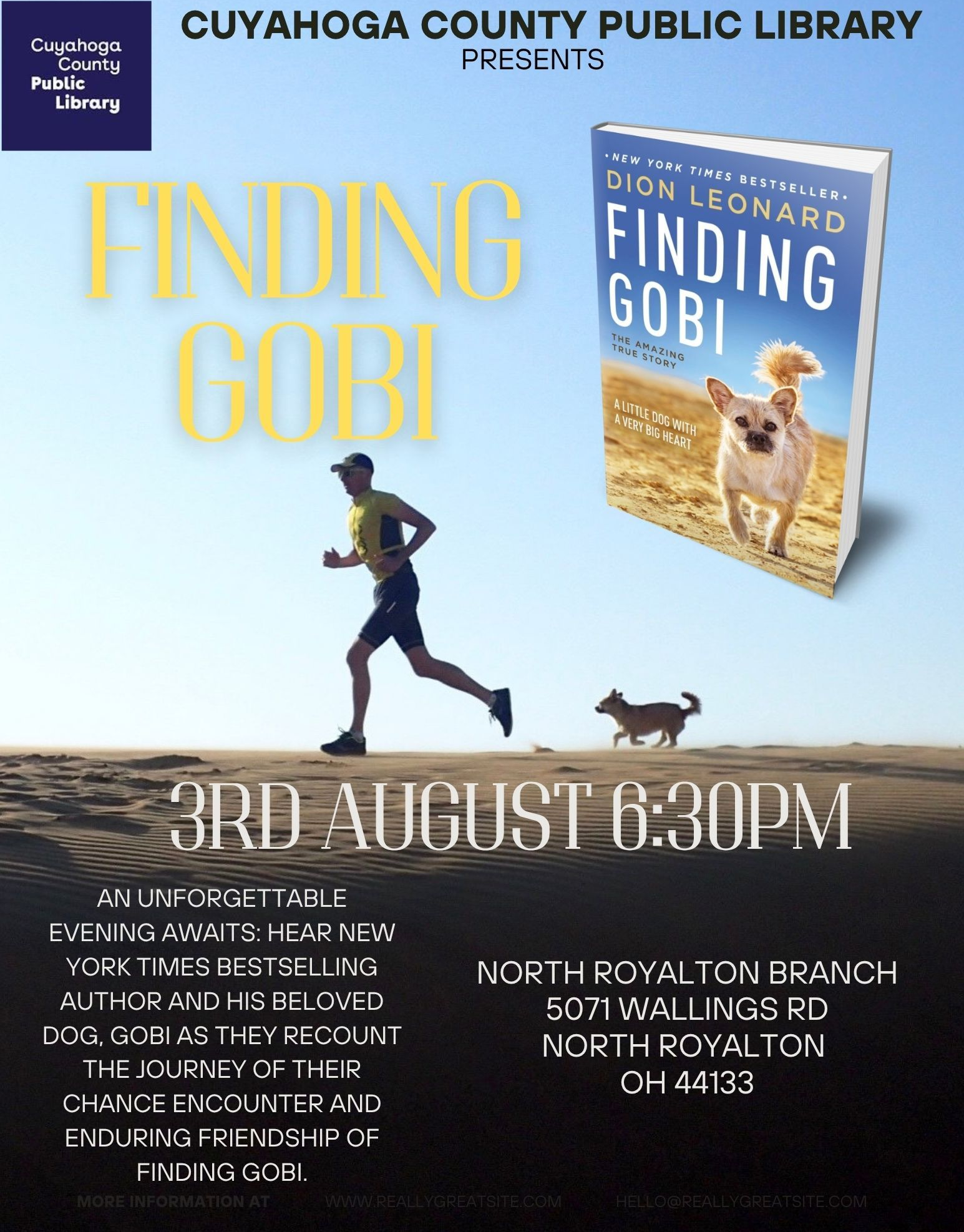 Dion Leonard, Finding Gobi, Gobi the Dog, New York Times Bestseller, Author, Speaking Event Dion Leonard, Finding Gobi, Gobi the Dog, New York Times Bestseller, Author, Speaking Event